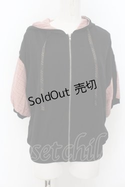 画像1: NieR Clothing / 半袖 FRONT ZIP　パーカー  ブラック O-24-08-28-053-PU-TS-OW-OS