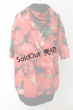 画像2: NieR Clothing / HALF SLEEVE ZIP OUTER【STRAWBERRY】 パーカー  ブラック×レッド O-24-08-28-062-PU-TO-OW-OS