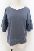 axes femme / 袖レース切替カットプルオーバー M ブルー O-24-08-28-165-AX-TO-SZ-OS