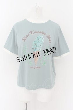 画像1: axes femme / チョコミントプリントTシャツ F ミント O-24-09-10-060-AX-TO-IG-OS