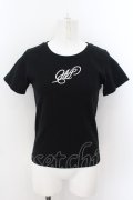 Melt the lady / initial crew neck Tシャツ S クロ×シロ O-24-09-14-013-PU-TS-IG-OS