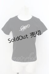 Melt the lady / initial crew neck Tシャツ S クロ×シロ O-24-09-14-013-PU-TS-IG-OS