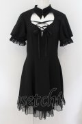 DARK IN LOVE / Gothic lolita hearted lace up midi dress M ブラック O-24-09-16-061-PU-OP-IG-OS