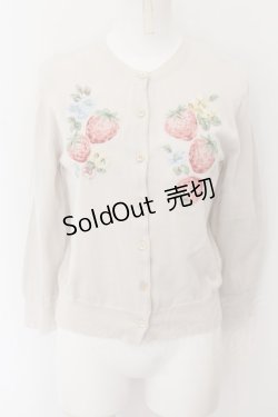 画像1: Jane Marple Dans Le Saｌon / Strawberry embroidery cardigan M アイボリー O-24-09-19-092-JM-TO-IG-OS