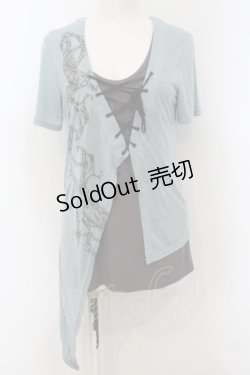 画像1: NAOTO SEVEN / レースヤップレイヤードTシャツ  サックス×グレー O-24-09-25-036-HN-TO-IG-OS