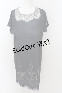 abilletage / Tシャツワンピース（white lace）  ブラック×ホワイト O-24-09-28-141-GO-OP-OW-OS