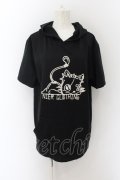 NieR Clothing / ミケプリント半袖パーカー F ブラック O-24-09-30-007-PU-TO-IG-ZT303