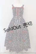 metamorphose / レースアップロングティアードジャンパースカート size1 いちご柄ネイビー O-24-10-05-010-ME-OP-IG-OS