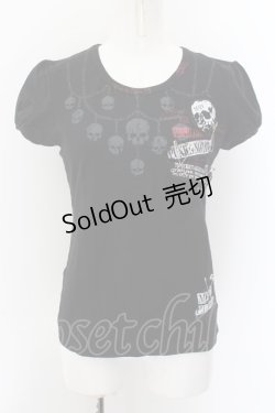 画像1: MAD / スカルチェーンプリントTシャツ MEDIUM ブラック×レッド O-24-10-07-012-PU-TS-IG-OS