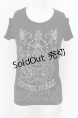 PEACE NOW / ローズプリントオフショル半袖Tシャツ M ブラック×ホワイト O-24-10-07-021-PU-TS-IG-OS