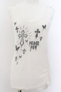 PEACE NOW / サイドギャザータンクトップ M ホワイト×ブラック O-24-10-11-080-PU-TO-IG-OS