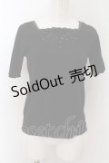 axes femme / レース配色テレコTシャツ  クロ O-24-10-11-105-AX-TO-IG-OS