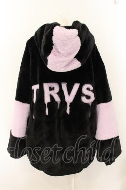 画像3: TRAVAS TOKYO / Drip Logo Faux Fur Hooodie F ブラックｘパープル O-24-10-13-090-PU-CO-YM-OS