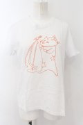 MINT NeKO / ハチロウのTシャツ  ホワイト×オレンジ O-24-10-17-045-HN-TS-IG-OS