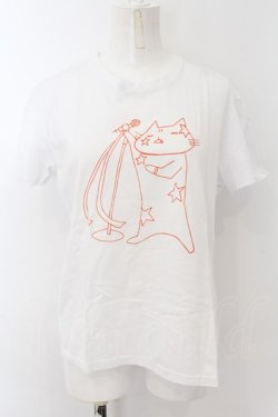 画像1: MINT NeKO / ハチロウのTシャツ  ホワイト×オレンジ O-24-10-17-045-HN-TS-IG-ZT364