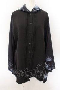 NieR Clothing / 着物風袖ブロッキングシャツ  ブラック O-24-10-22-050-PU-BL-OW-ZT309