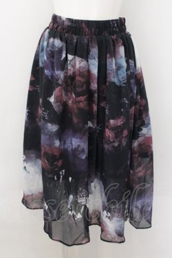 画像1: NieR Clothing / ARTISTIC ROSE SHEER SKIRT【裏地付き】スカート  ブラック×ワイン系 O-24-10-22-055-PU-SK-IG-OS