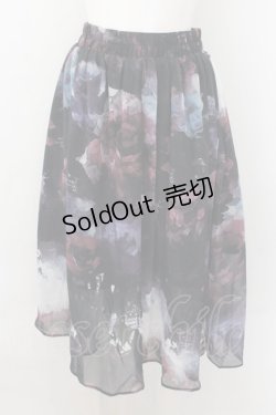 画像1: NieR Clothing / ARTISTIC ROSE SHEER SKIRT【裏地付き】スカート  ブラック×ワイン系 O-24-10-22-055-PU-SK-IG-ZI