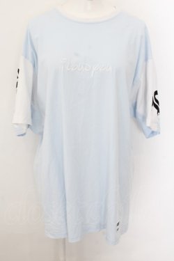 画像1: BACKSTAGE PASS / ZPAGETTI-LOGO(ズパゲッティー-ロゴ)ビッグシルエット Tシャツ  サックス×ホワイト O-24-10-22-058-PU-TO-IG-OS