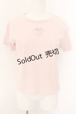 画像1: melume / melumeロゴ刺繍Tシャツ M ピンク O-24-10-24-034-LO-TO-OW-OS