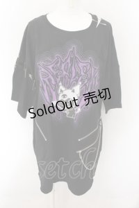 REFLEM / クロミ アームカバーセットビックTシャツ【アームカバー欠品】  ブラック×パープル O-24-10-24-065-PU-TO-IG-OS