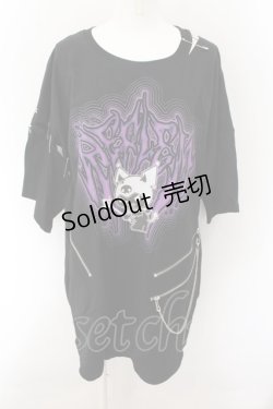 画像1: REFLEM / クロミ アームカバーセットビックTシャツ【アームカバー欠品】  ブラック×パープル O-24-10-24-065-PU-TO-IG-OS