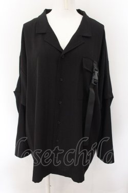 画像1: gibous / 2way open collar shirt シャツ L ブラック O-24-10-24-099-PU-BL-IG-OS