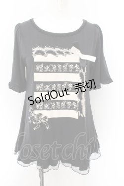 画像1: axes femme / ボーダーミッキープリントTシャツ M クロ O-24-10-29-076-AX-TO-IG-OS