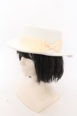 m petit by misako / リボンカンカン帽 57.5ｃｍ キナリ O-24-10-30-014-LO-AC-OW-OS