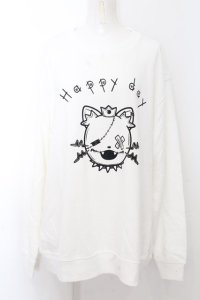 NieR Clothing / ミケプリントトレーナー 2XL ホワイト O-24-10-31-037-PU-TO-OW-ZT250