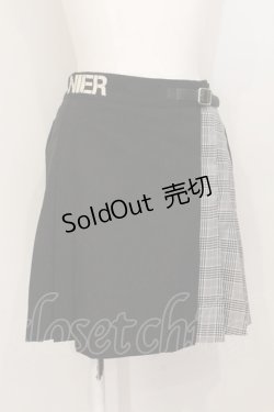 画像1: NieR Clothing / 切り替えプリーツショートスカート  ブラックｘグレー O-24-10-31-046-PU-SK-YM-OS