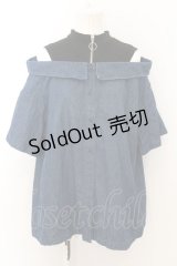 NieR Clothing / オフショルデニムドッキングシャツ F インディゴｘブラック O-24-10-31-029-PU-BL-YM-ZT1103