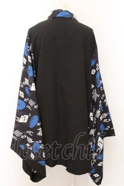 画像3: NieR Clothing / 着物風袖シャツ  ブラック×ブルー O-24-10-31-033-PU-BL-OW-ZT1103