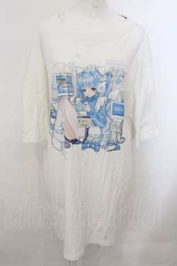 画像1: ililil / ねこみみてんしちゃんTシャツver2 F ホワイト O-24-11-07-059-PU-TS-YM-OS