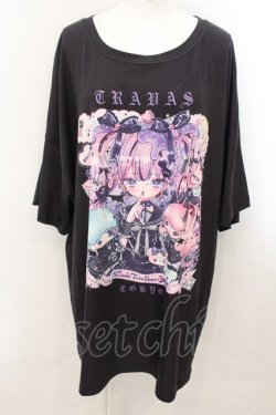 画像1: TRAVAS TOKYO / サンリオコラボ リトルツインスターズ BIG Tシャツ F ブラック O-24-11-07-066-PU-TS-YM-OS