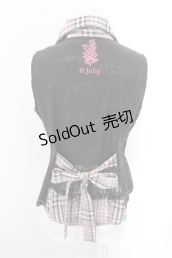 画像4: H jelly / チェックジャボ付きノースリーブブラウス  ブラック×ピンク O-24-11-14-062-HN-BL-IG-OS