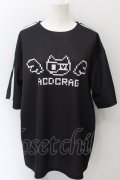 ACDC RAG / ドットネコ T  ブラック×ホワイト O-24-11-14-031-PU-TS-IG-OS