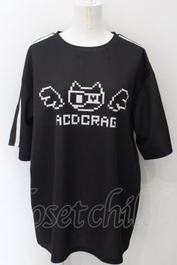 画像1: ACDC RAG / ドットネコ T  ブラック×ホワイト O-24-11-14-031-PU-TS-IG-OS