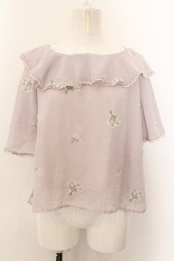 画像1: an another angelus / かすみ草総刺繍ブラウス  ラベンダーグレー O-24-11-20-029-CA-TO-OW-OS