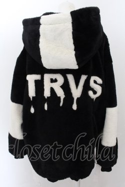 画像4: TRAVAS TOKYO / Drip Logo Faux Fur Hoodie ブルゾンパーカー F ブラックｘホワイト O-24-11-26-056-PU-CO-YM-OS