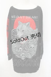 KILL STAR / Wild At HeartロングTシャツ XL ブラック×レッド O-24-11-29-055-SL-TO-OW-OS