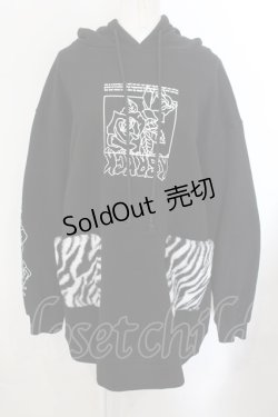 画像1: KRY CLOTHING / 「99%」裏起毛ロング丈パーカー  ブラック O-24-11-29-062-EL-JA-OW-OS