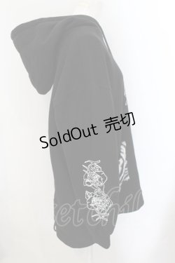 画像2: KRY CLOTHING / 「99%」裏起毛ロング丈パーカー  ブラック O-24-11-29-062-EL-JA-OW-OS