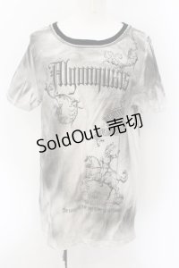 ALGONQUINS / ムラ染めTシャツ ユニセックス ホワイト×ブラック O-24-12-05-058-AL-TO-OW-OS