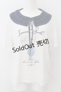 axes femme / 襟付クリームソーダ柄Tシャツ F シロ×コン O-24-12-06-020-AX-TS-OW-OS