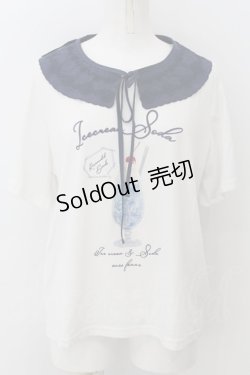 画像1: axes femme / 襟付クリームソーダ柄Tシャツ F シロ×コン O-24-12-06-020-AX-TS-OW-OS