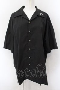 MiDiom / Eyelet Open Collar シャツ M ブラック O-24-12-07-067-PU-BL-OW-OS