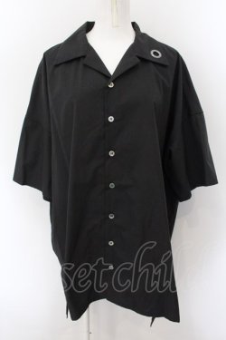 画像1: MiDiom / Eyelet Open Collar シャツ M ブラック O-24-12-07-067-PU-BL-OW-OS