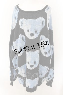 画像1: TRAVAS TOKYO / BEAR FACES総柄ジャガードプルオーバーニット F ブラック×サックス O-24-12-14-069-PU-TO-OW-OS