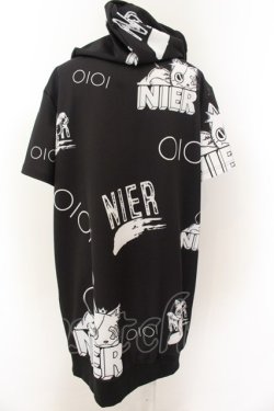 画像2: NieR Clothing / 転写pt半袖ZIPパーカー F マルイミケ（ブラック×ホワイト） O-24-12-18-074-PU-TO-OW-OS